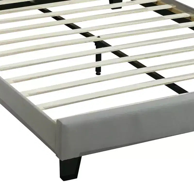 Contemporary Wood Upholstered Platform Bed with Tufted Headboard