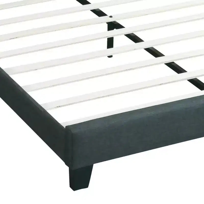 Contemporary Wood Upholstered Platform Bed with Tufted Headboard
