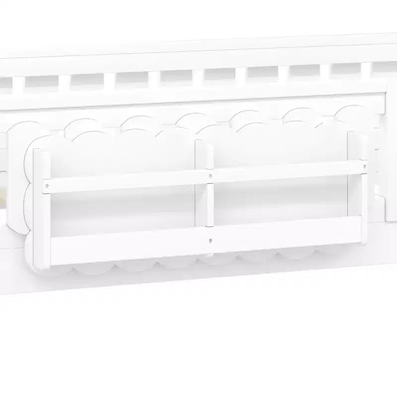 Twin/Full Size Kid Platform Bed Frame Toddler Bed with Guardrail and Storage Shelves