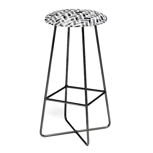Deny Designs Little Arrow Design Co Arcadia Herringbone Barstool Black: 30" Upholstered, Steel Frame, Geometric Pattern