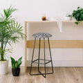 30" Upholstered Barstool, Black Steel Frame, Geometric Herringbone Pattern