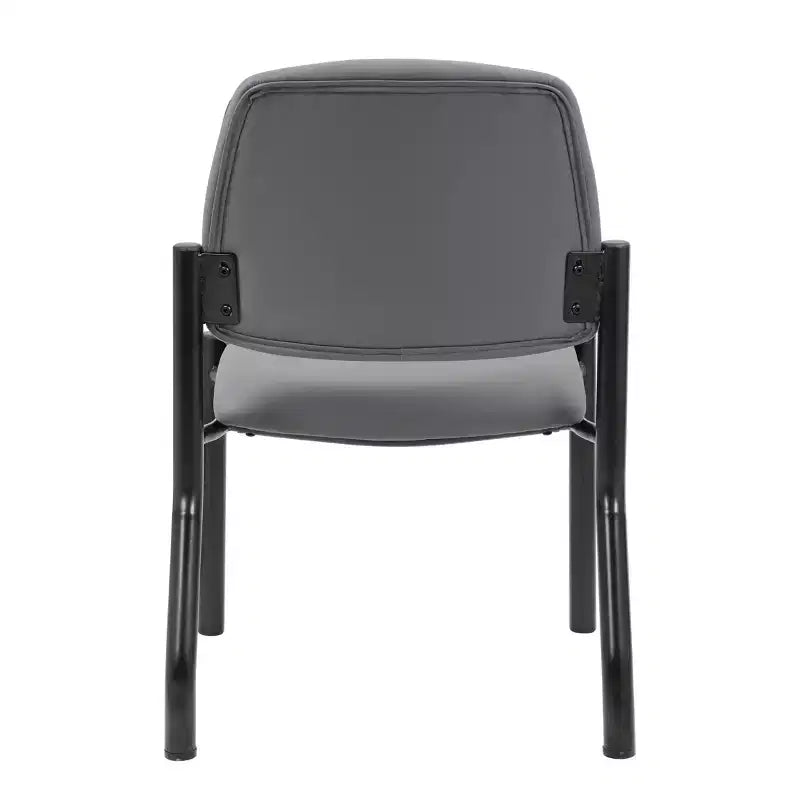 Armless Guest Chair, Gray — Sturdy Mid Back, Antimicrobial Vinyl, 300 lbs Capacity
