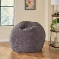 34" Modern Glam Faux Fur Winter Bean Bag, Brown/Beige