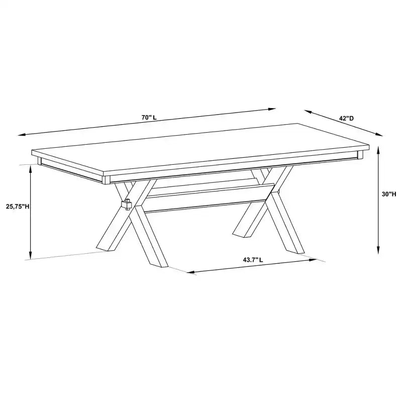 Rectangular Dining Table, Rubberwood Frame, Trestle Base, Seats 6