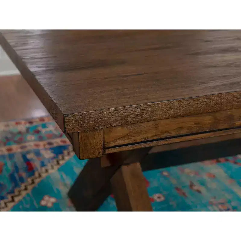 Rectangular Dining Table, Rubberwood Frame, Trestle Base, Seats 6