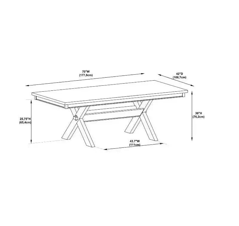 Rectangular Dining Table, Rubberwood Frame, Trestle Base, Seats 6