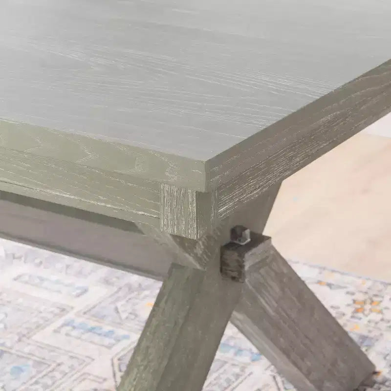 Rectangular Dining Table, Rubberwood Frame, Trestle Base, Seats 6