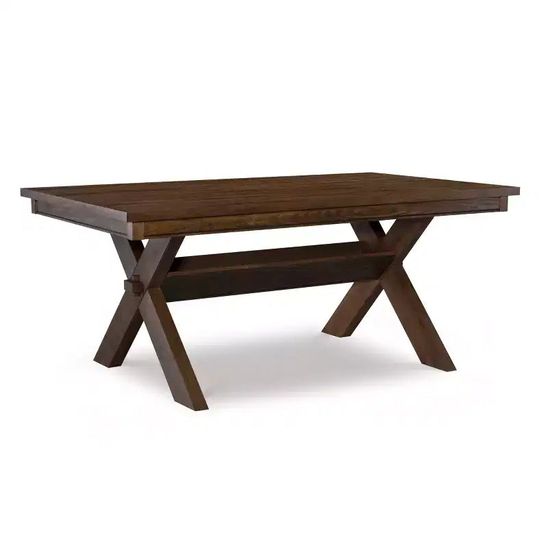 Rectangular Dining Table, Rubberwood Frame, Trestle Base, Seats 6