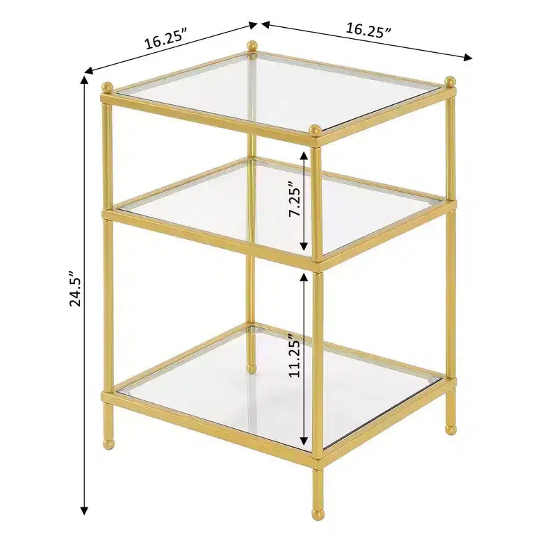 Glass Top End Table with Gold Metal Frame