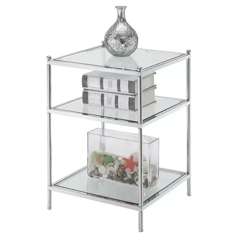Glass Top End Table with Gold Metal Frame
