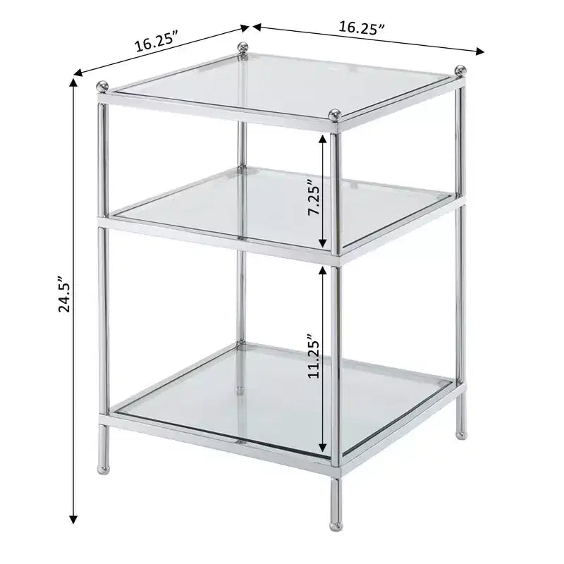 Glass Top End Table with Gold Metal Frame