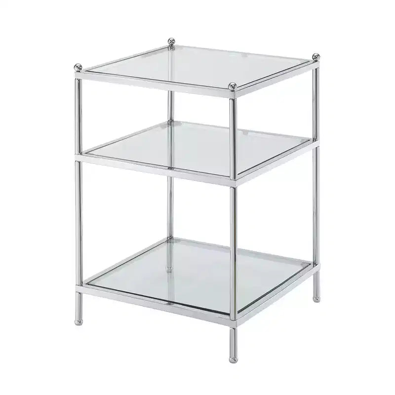 Glass Top End Table with Gold Metal Frame