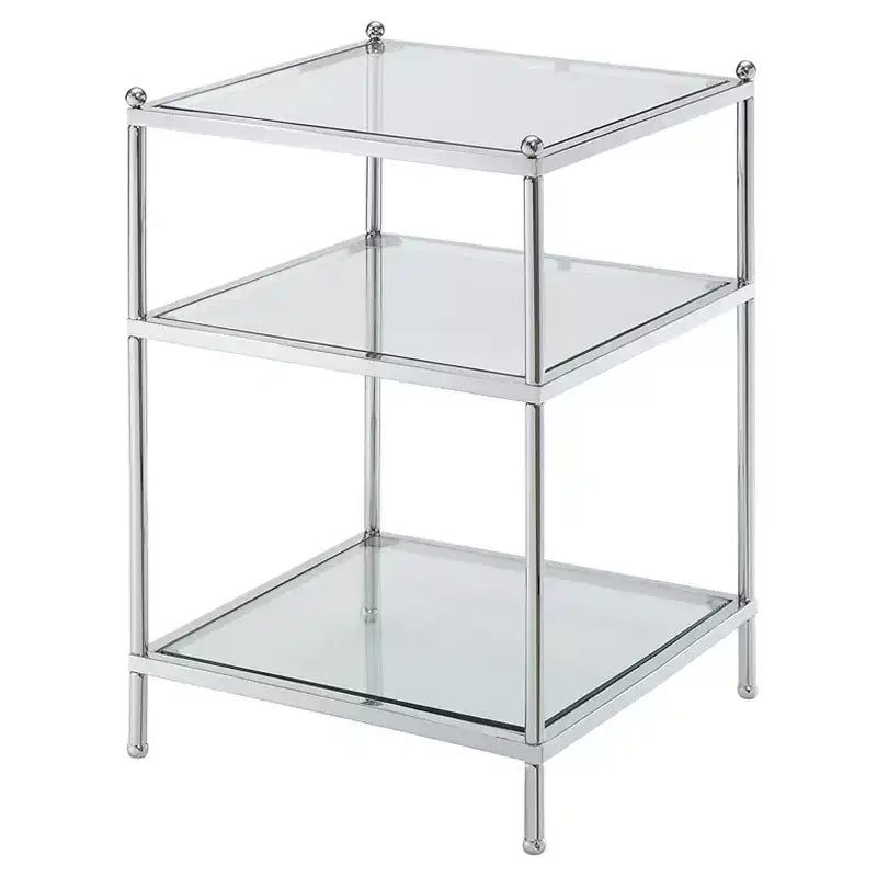 Glass Top End Table with Gold Metal Frame