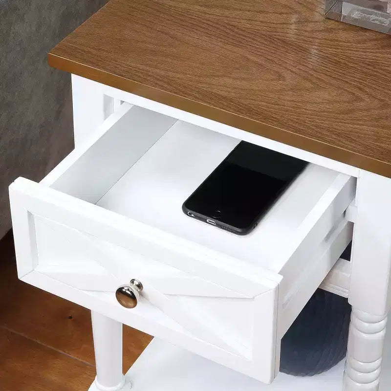 End Table with Charging Station, Black