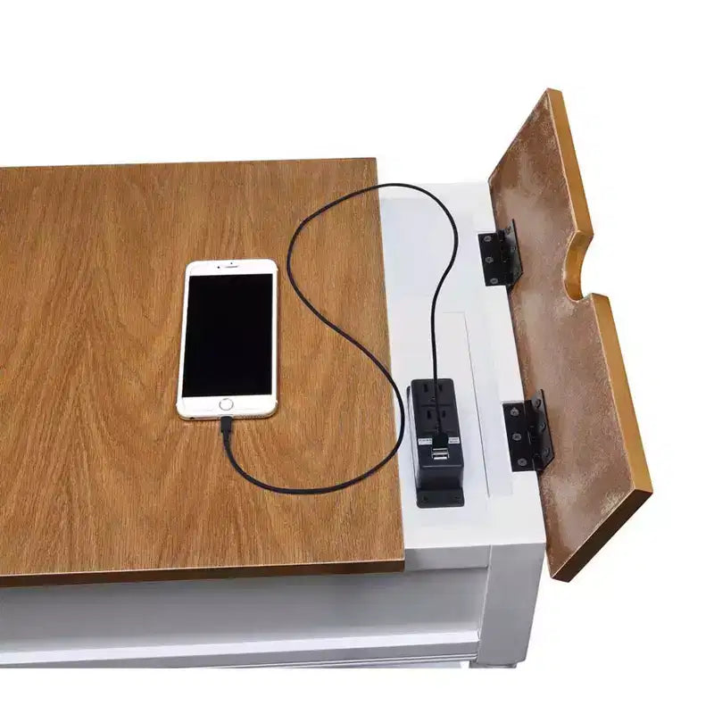 End Table with Charging Station, Black