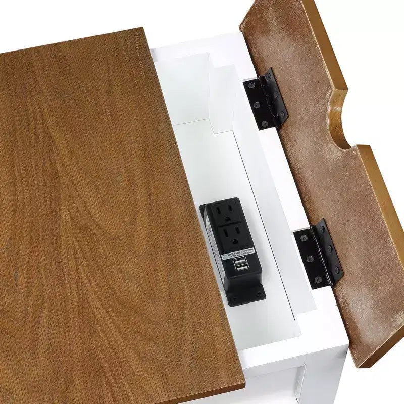 End Table with Charging Station, Black