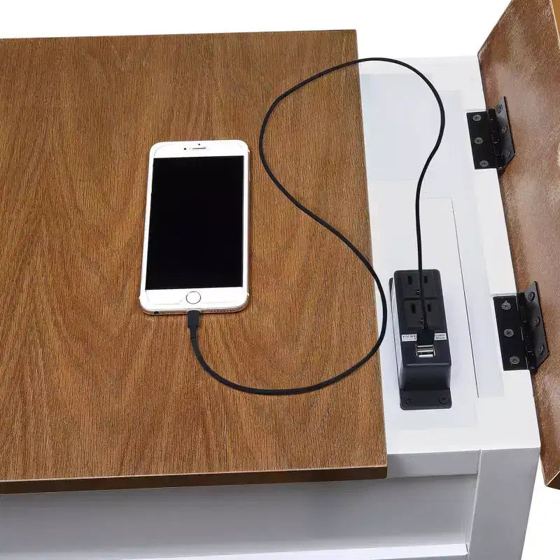 End Table with Charging Station, Black