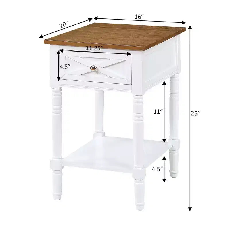 End Table with Charging Station, Black