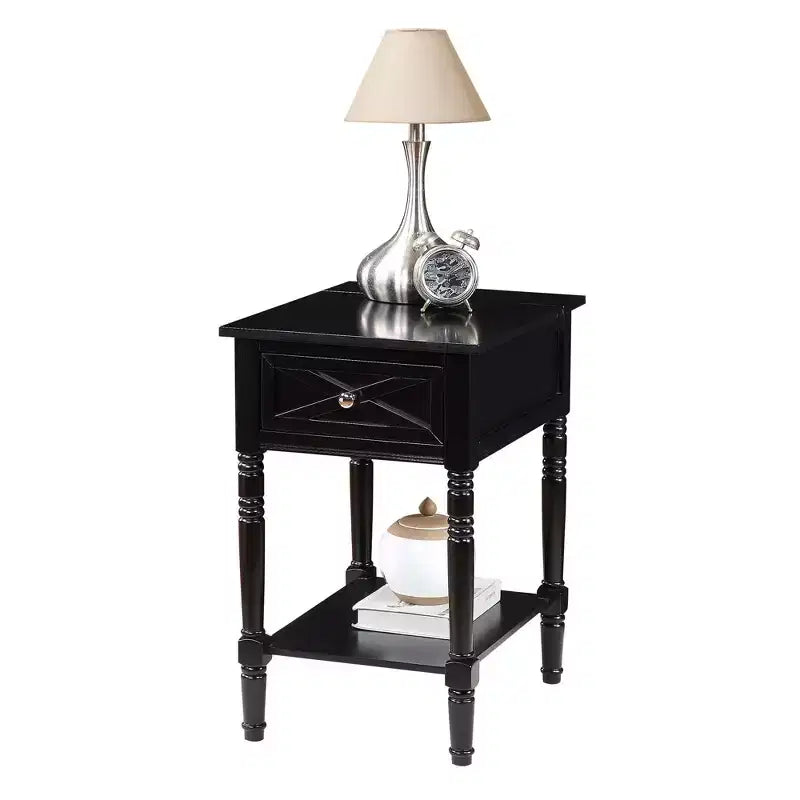 End Table with Charging Station, Black