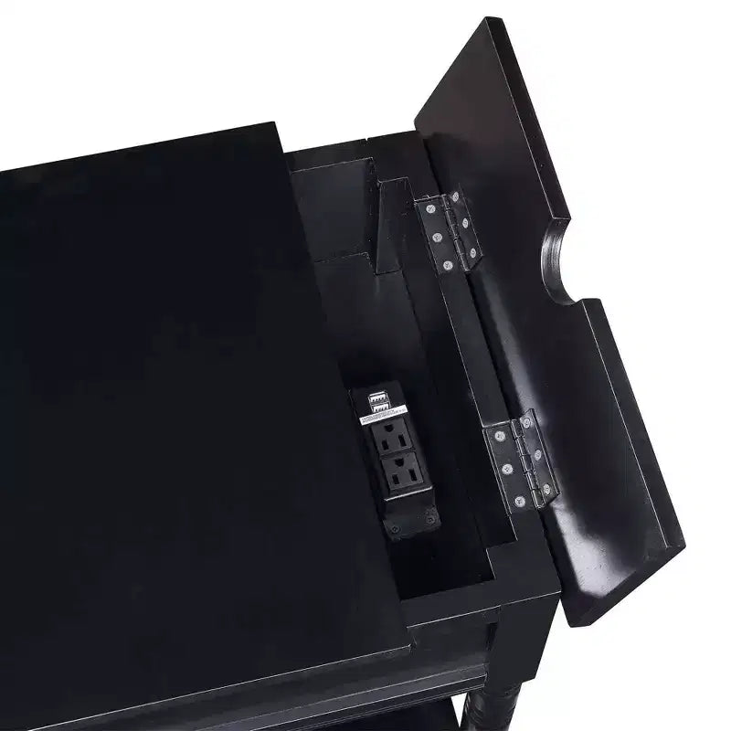 End Table with Charging Station, Black