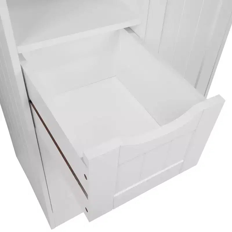 Single Door Bathroom and Laundry Storage Cabinet with 3 Drawers, Open and Adjustable Shelf