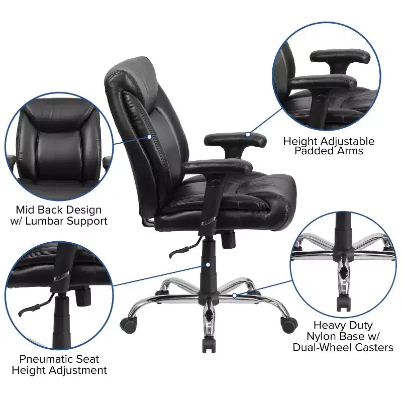 Big & Tall 400 lb. Rated Swivel Ergonomic Task Office Chair with Deep Tufted Seating and Adjustable Arms