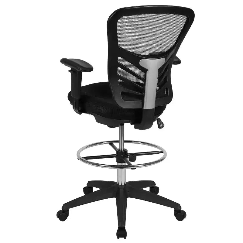 Mid-Back Mesh Ergonomic Drafting Chair with Adjustable Chrome Foot Ring, Adjustable Arms
