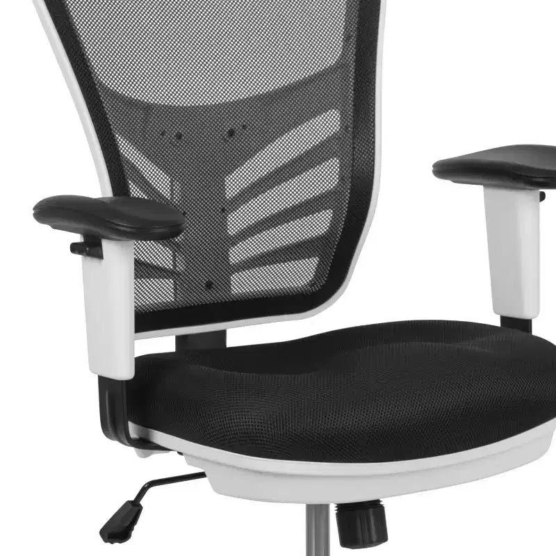 Mid-Back Mesh Ergonomic Drafting Chair with Adjustable Chrome Foot Ring, Adjustable Arms