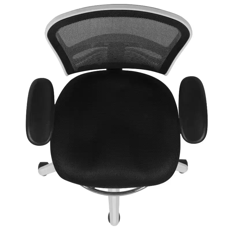 Mid-Back Mesh Ergonomic Drafting Chair with Adjustable Chrome Foot Ring, Adjustable Arms