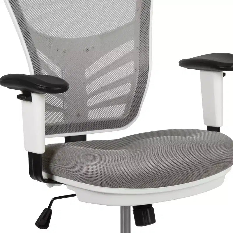 Mid-Back Mesh Ergonomic Drafting Chair with Adjustable Chrome Foot Ring, Adjustable Arms