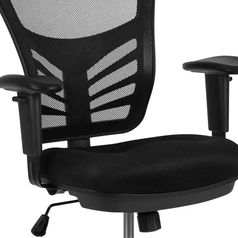 Mid-Back Mesh Ergonomic Drafting Chair with Adjustable Chrome Foot Ring, Adjustable Arms