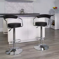 Contemporary Vinyl Adjustable Height Barstool with Arms and Chrome Base