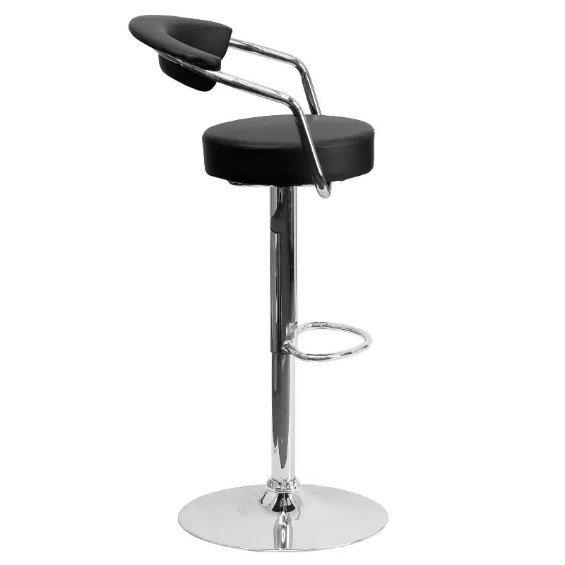 Contemporary Vinyl Adjustable Height Barstool with Arms and Chrome Base