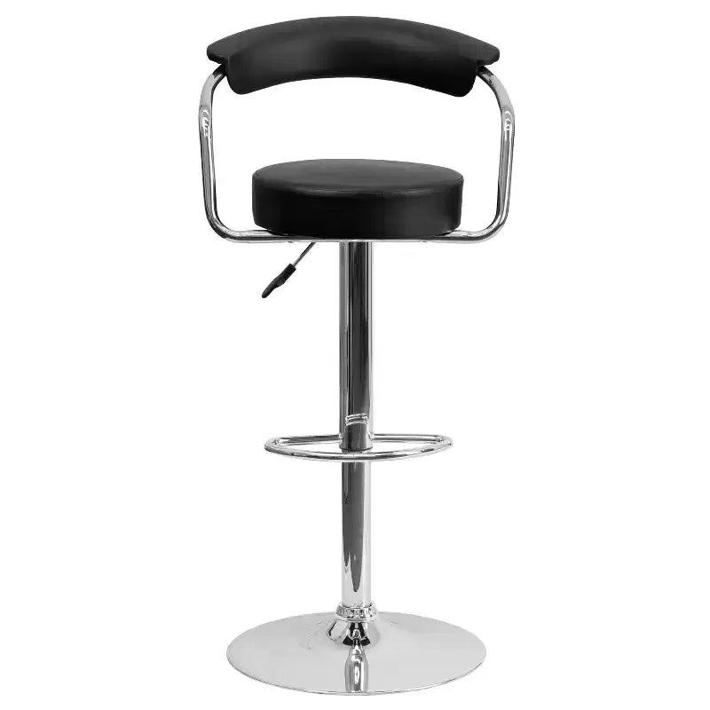 Contemporary Vinyl Adjustable Height Barstool with Arms and Chrome Base
