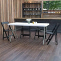 5-Foot Granite White Plastic Folding Table — Banquet / Event Folding Table