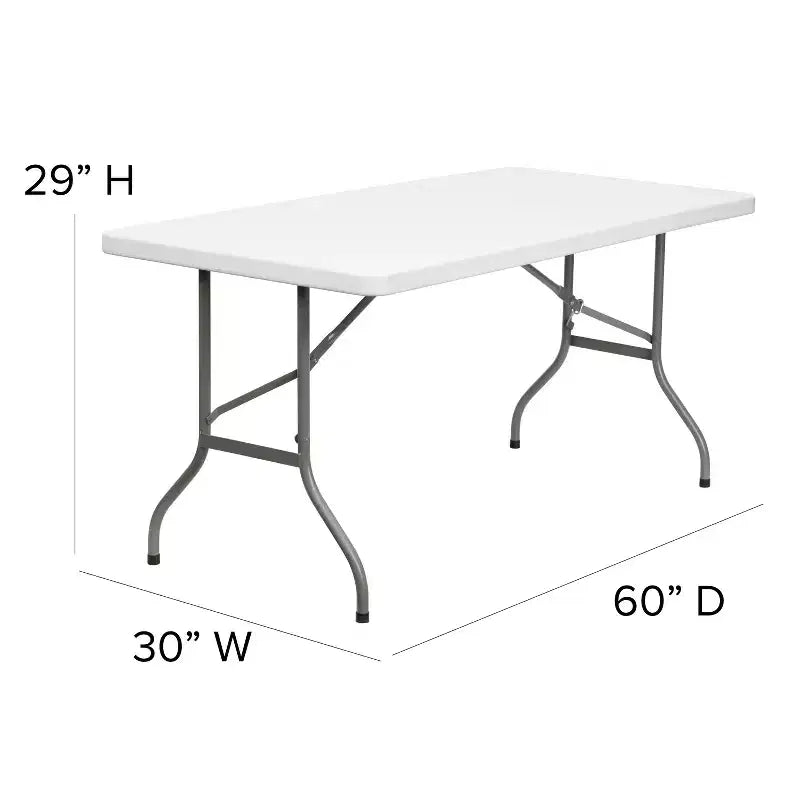 5-Foot Granite White Plastic Folding Table — Banquet / Event Folding Table