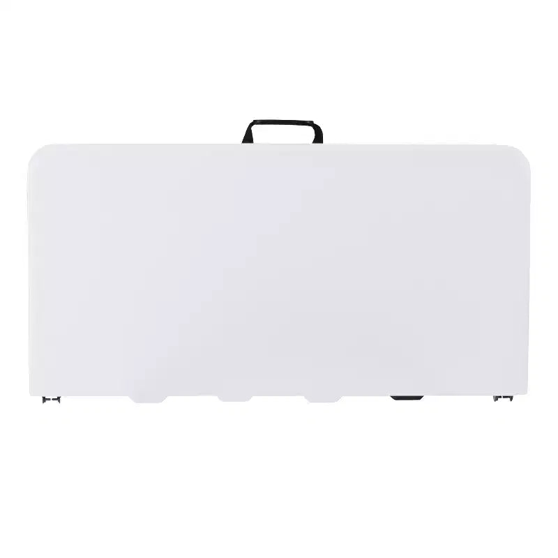 2.79-Foot Square Bi-Fold Granite White Plastic Folding Table with Carrying Handle