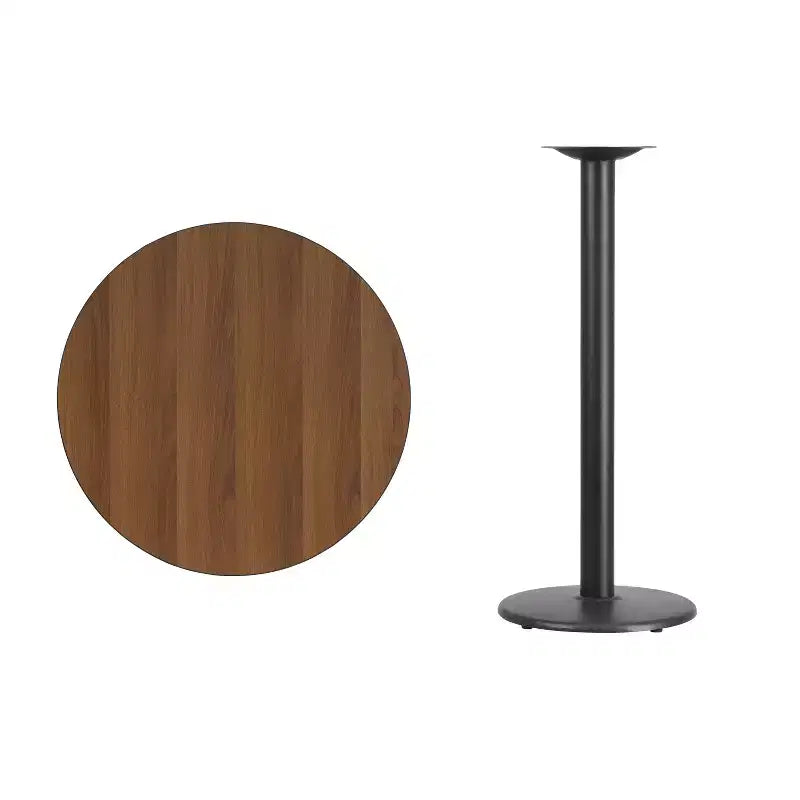 30" Round Laminate Table Top with 18" Round Bar Height Table Base
