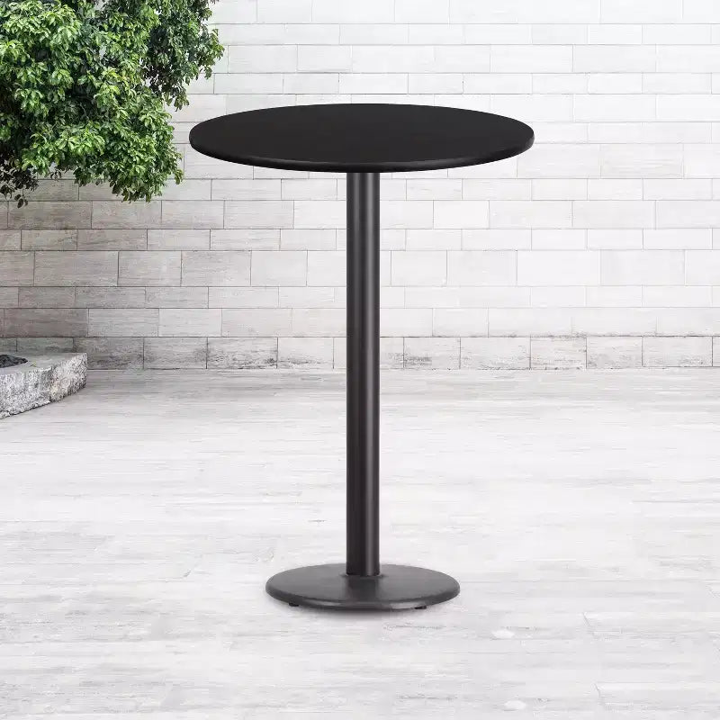 30" Round Laminate Table Top with 18" Round Bar Height Table Base
