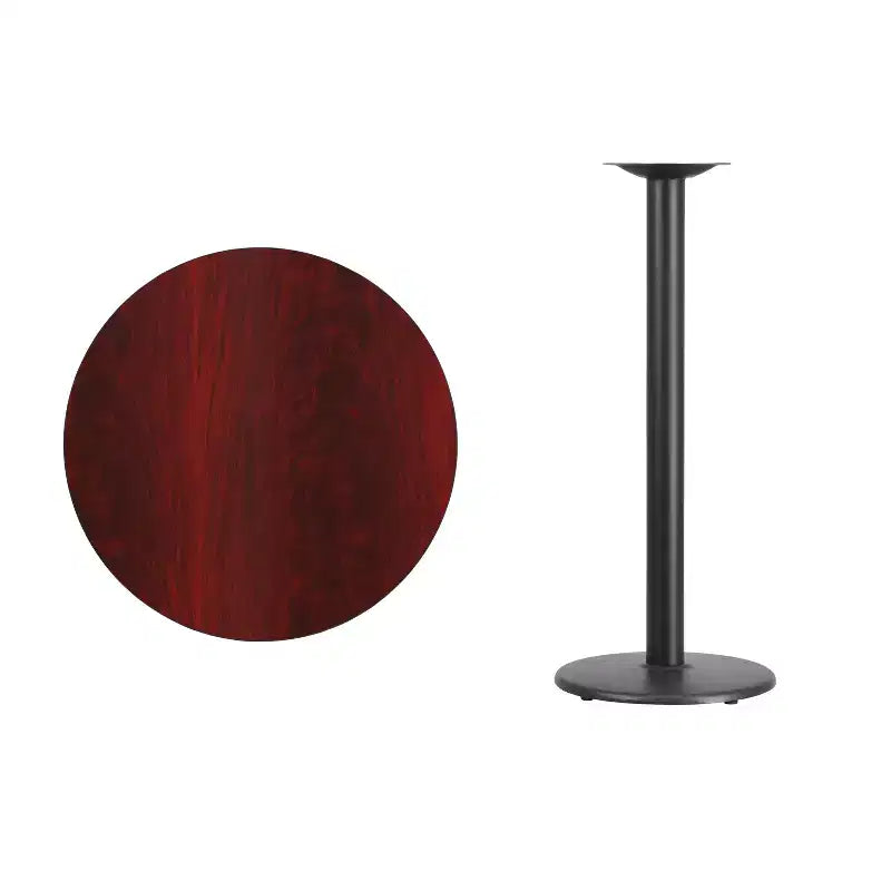 30" Round Laminate Table Top with 18" Round Bar Height Table Base