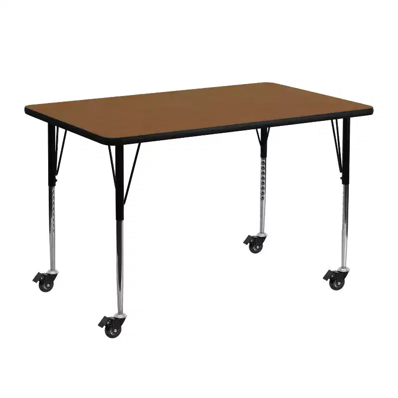 Emma and Oliver Mobile 24x48 Rectangle HP Laminate Adjustable Activity Table