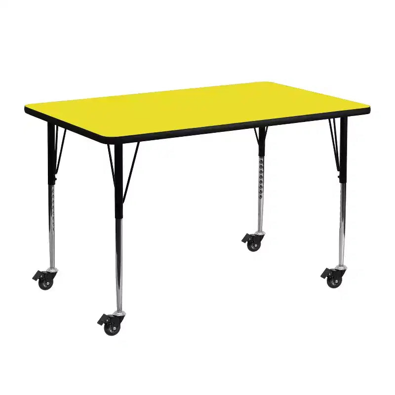 Mobile 24x48 Rectangle HP Laminate Adjustable Activity Table