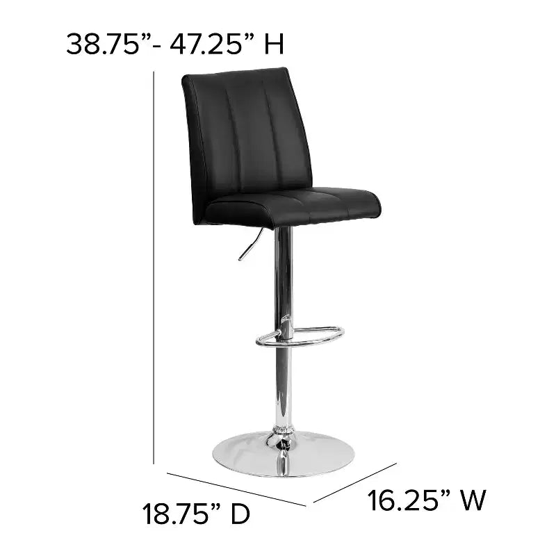 Button Tufted Vinyl Adjustable Height Barstool with Chrome Base