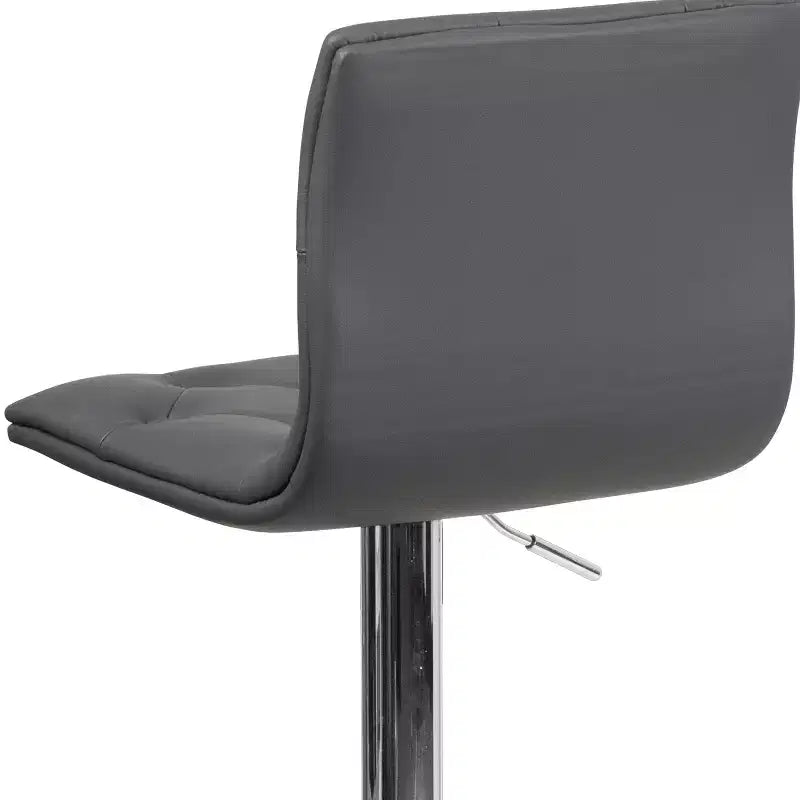 Button Tufted Vinyl Adjustable Height Barstool with Chrome Base