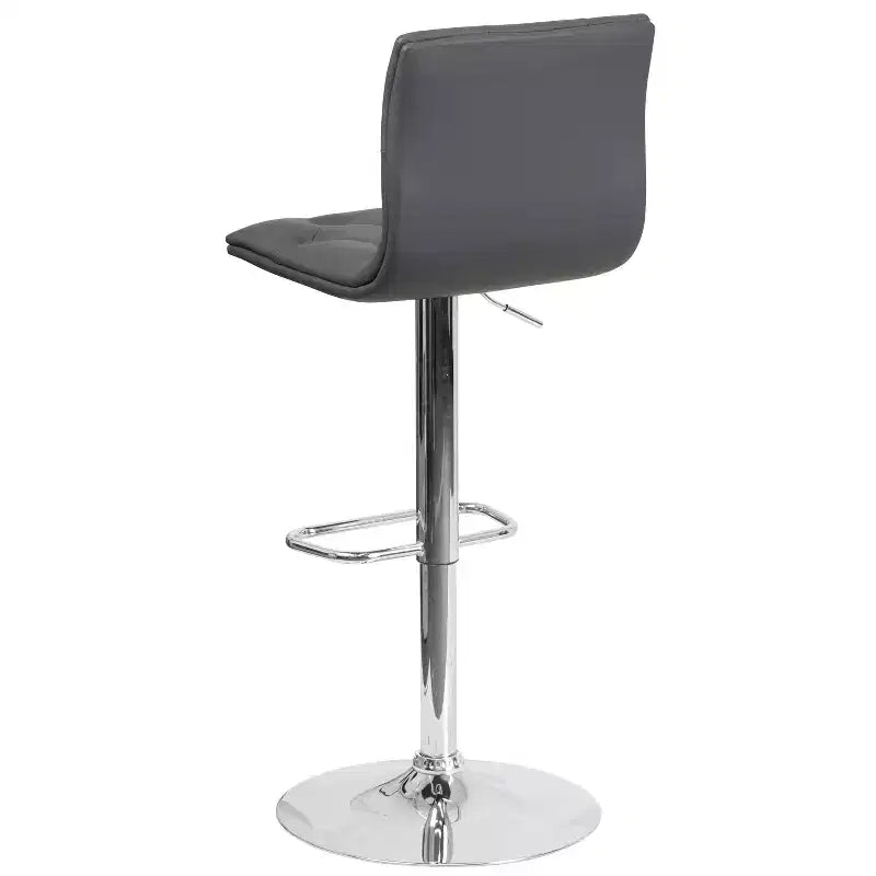 Button Tufted Vinyl Adjustable Height Barstool with Chrome Base