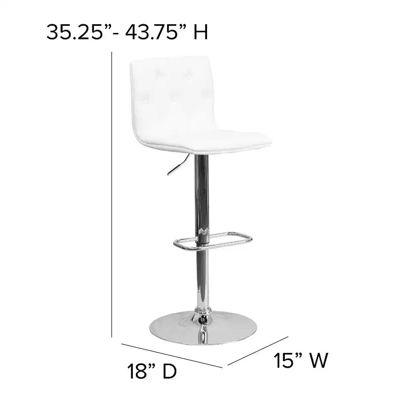 Button Tufted Vinyl Adjustable Height Barstool with Chrome Base