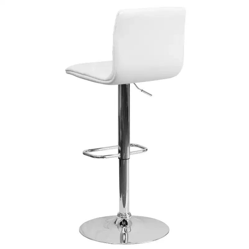 Button Tufted Vinyl Adjustable Height Barstool with Chrome Base