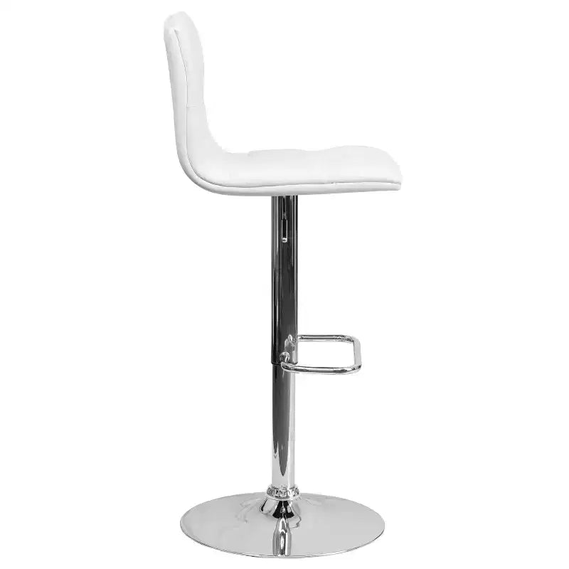 Button Tufted Vinyl Adjustable Height Barstool with Chrome Base